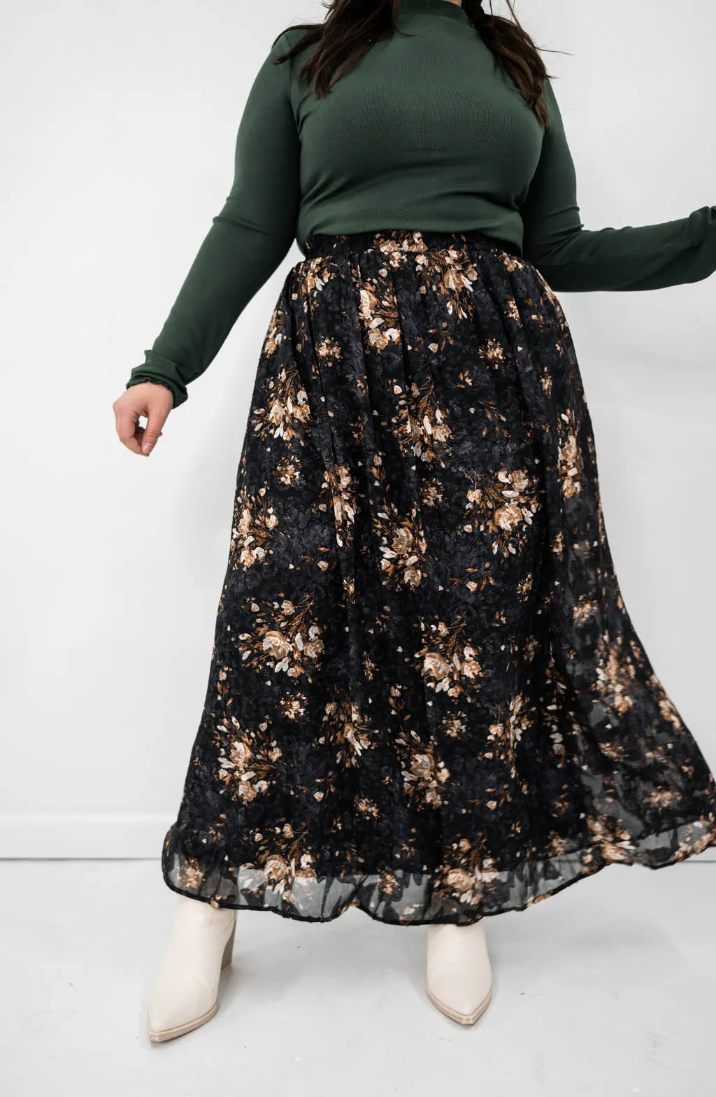 Open Your Heart Chiffon Floral Skirt