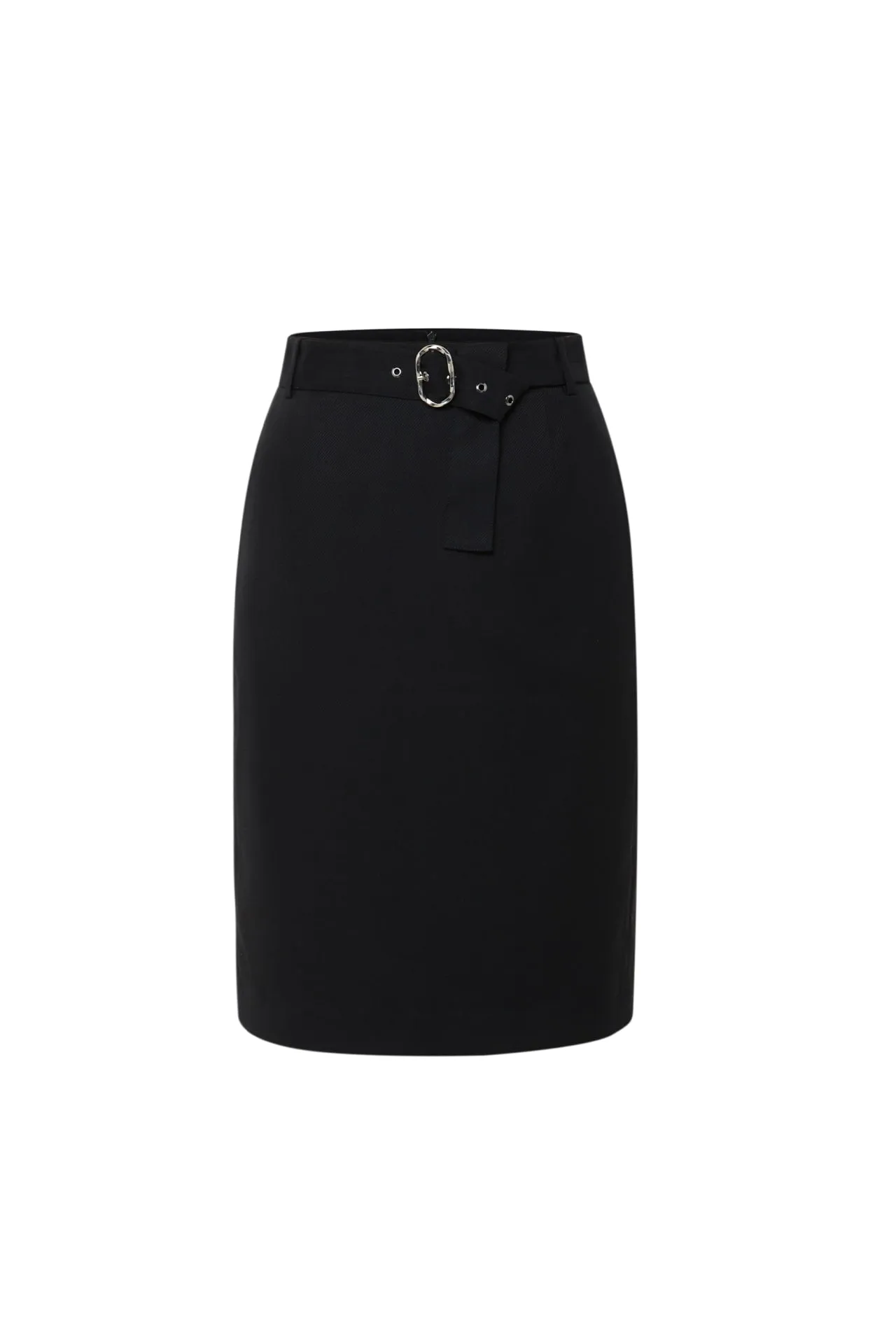 Penny Soft Touch Stretchable Back Slit Skirt with Belt