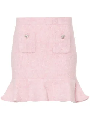 Pink Fluffy Rib Knit Mini Skirt