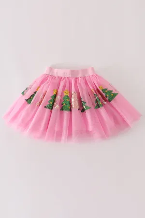 Pink gingerbread sequin tutu skirt