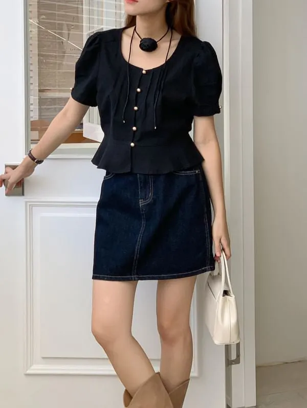 Playful Puff Short Sleeve Blouse