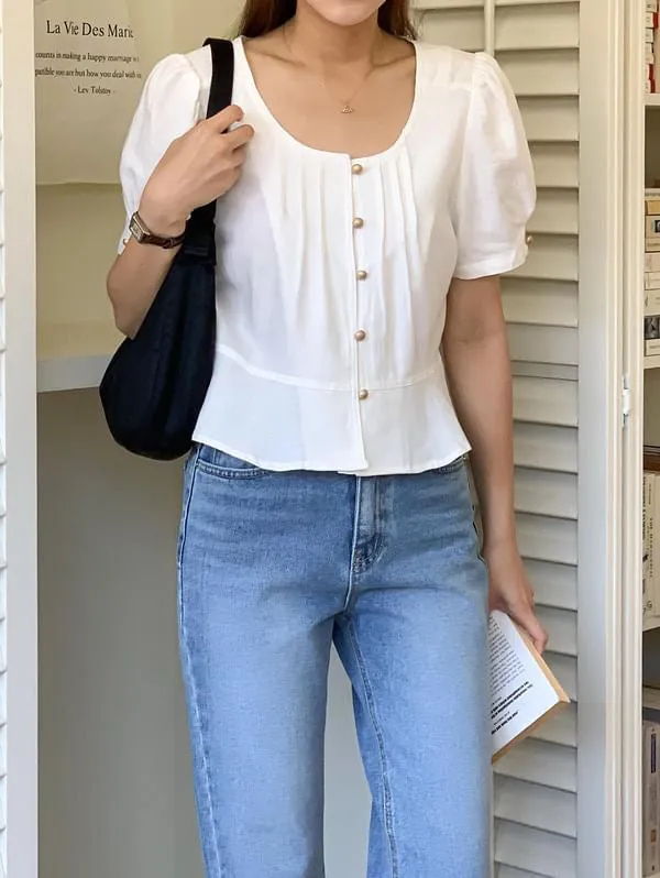 Playful Puff Short Sleeve Blouse