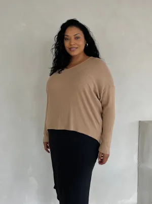 Plus Size Classic Ribbed Long Sleeve Top