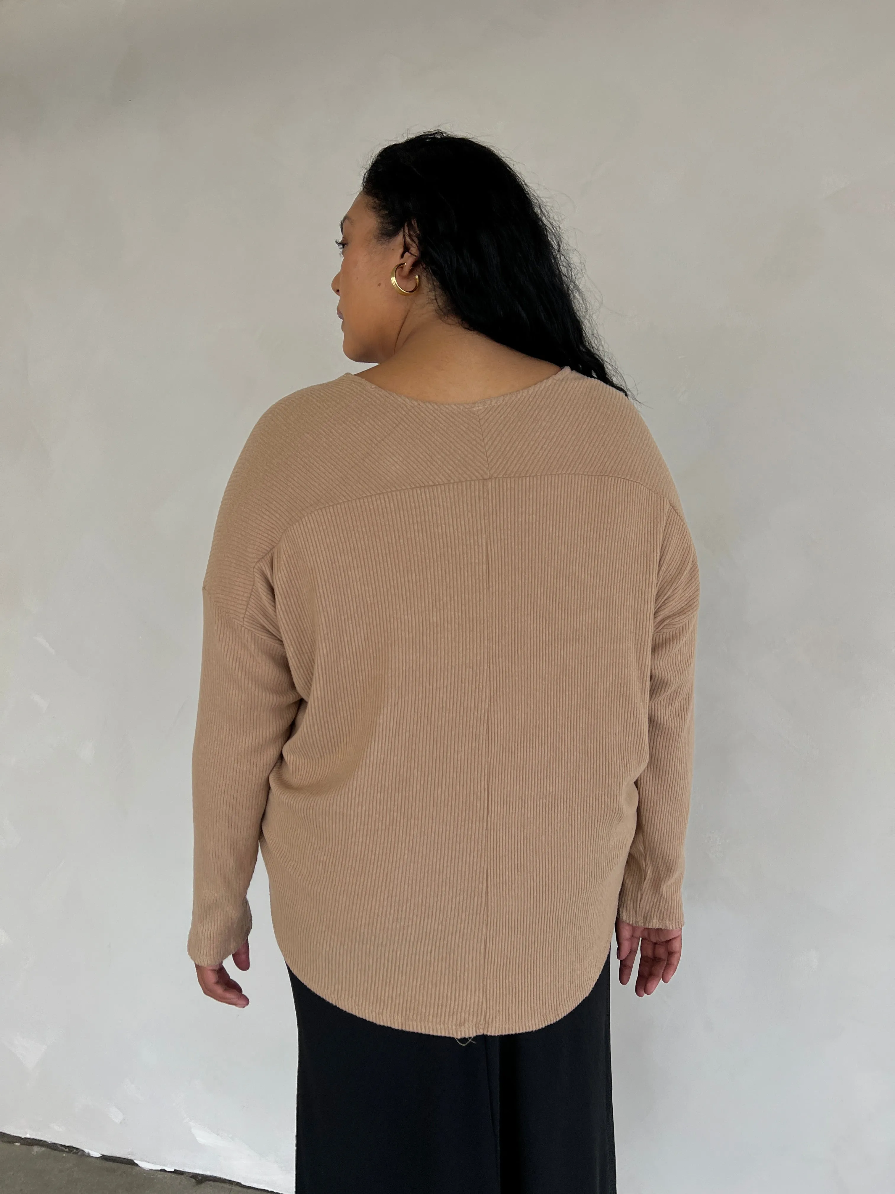 Plus Size Classic Ribbed Long Sleeve Top