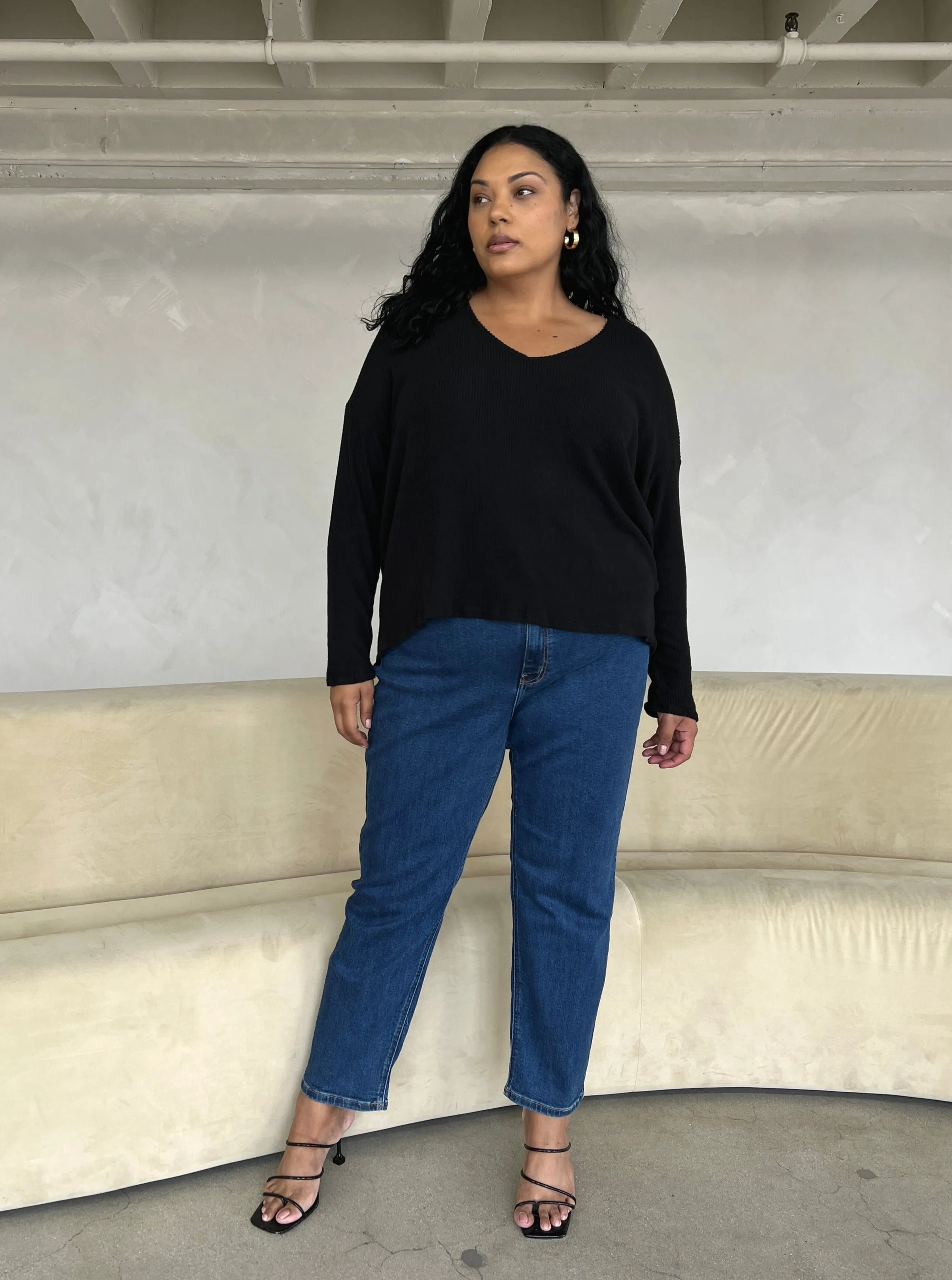 Plus Size Classic Ribbed Long Sleeve Top