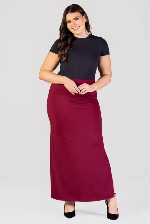 Plus Size Versatile Side Slit Elastic Waist Maxi Skirt