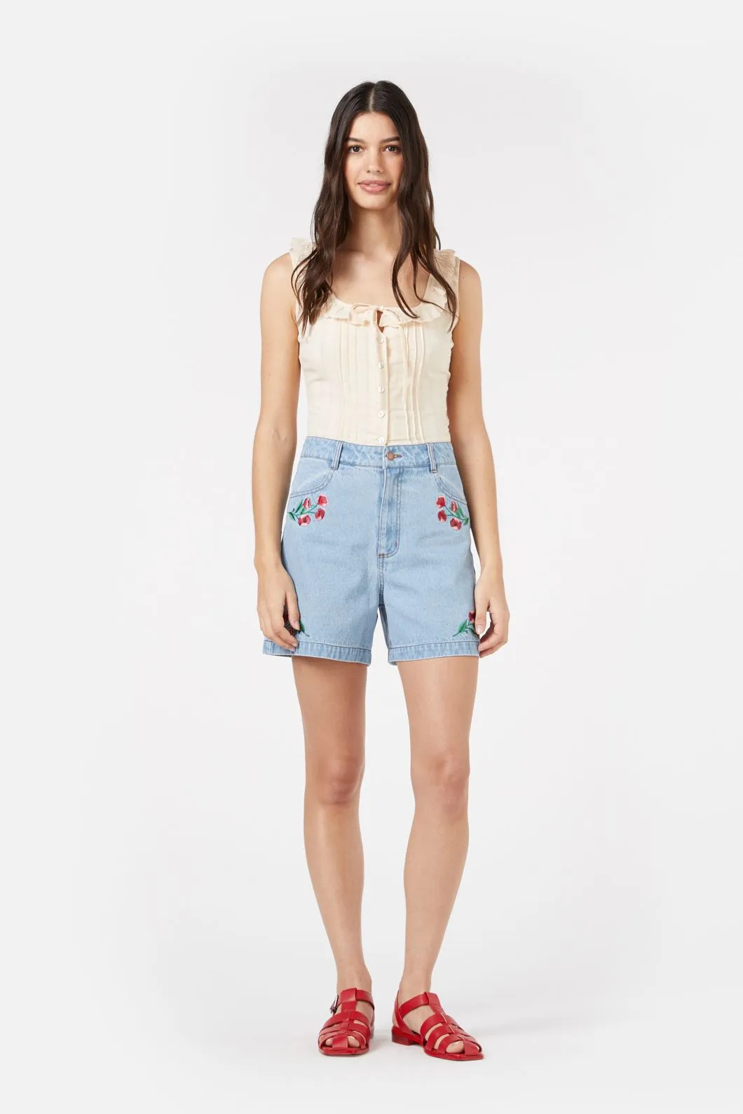 Poppy Embroidered Short