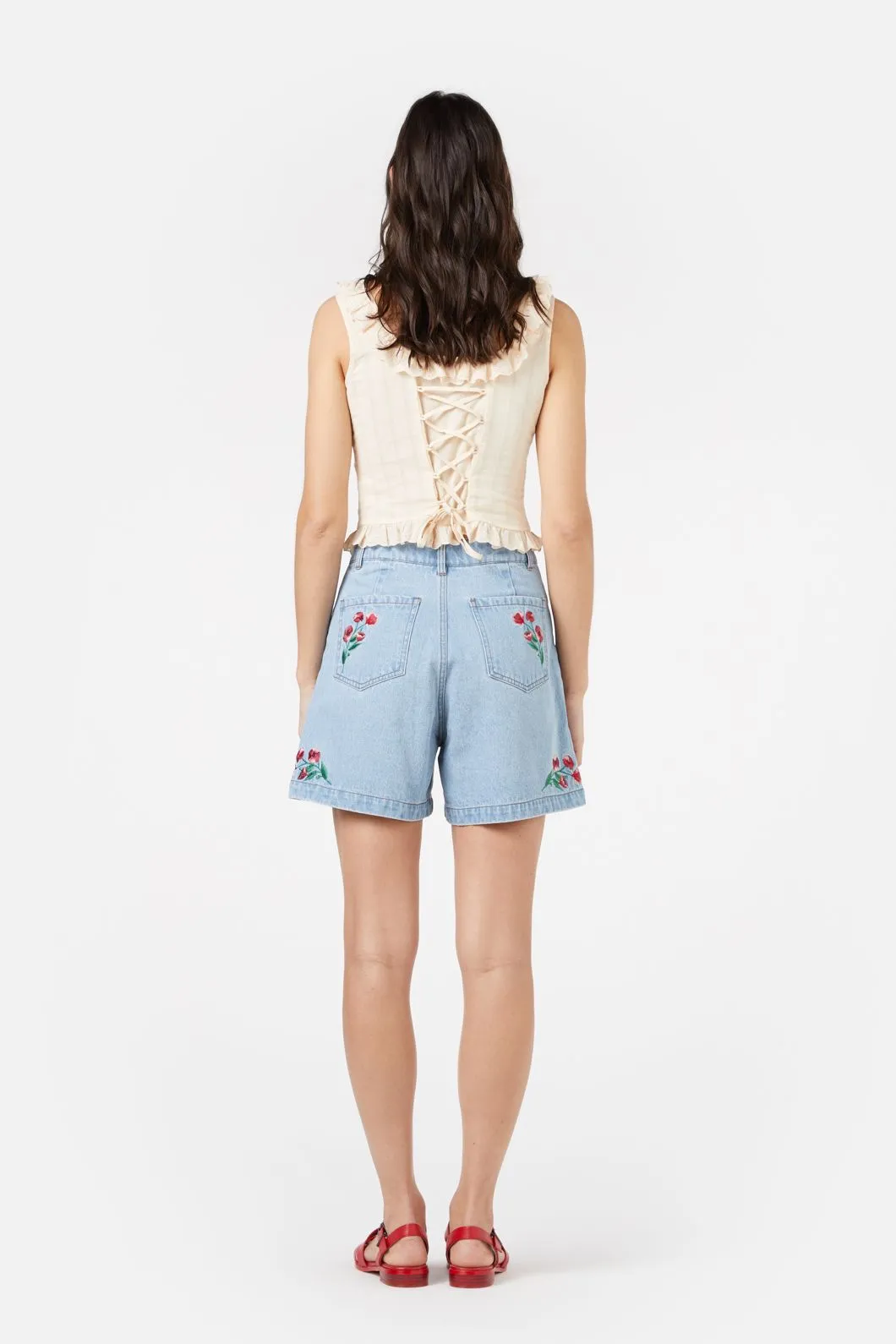 Poppy Embroidered Short