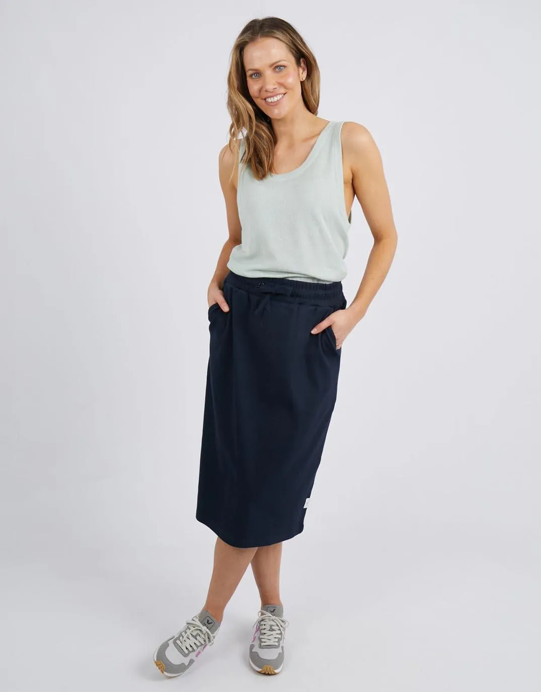 Rib Midi Skirt - Dark Sapphire