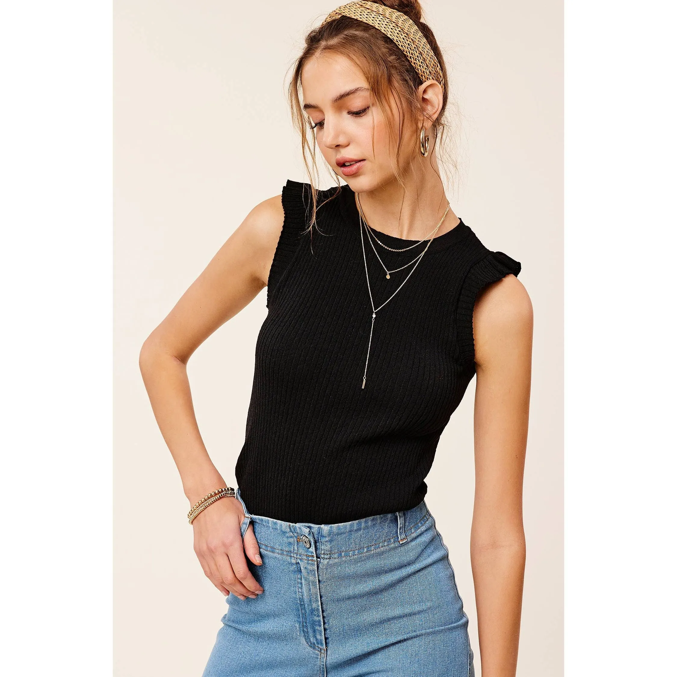 Ruffle Spring Summer Sleeveless Top