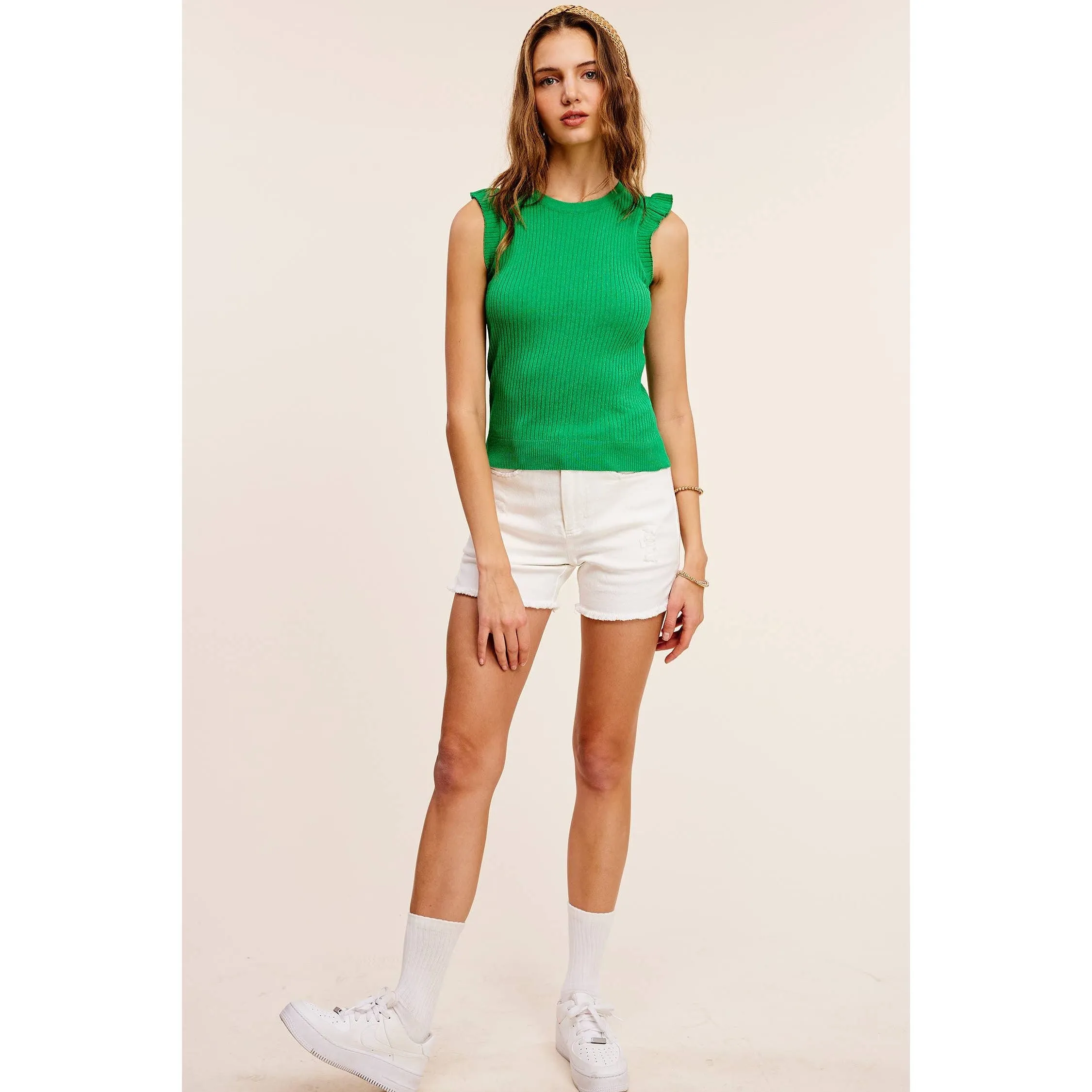 Ruffle Spring Summer Sleeveless Top