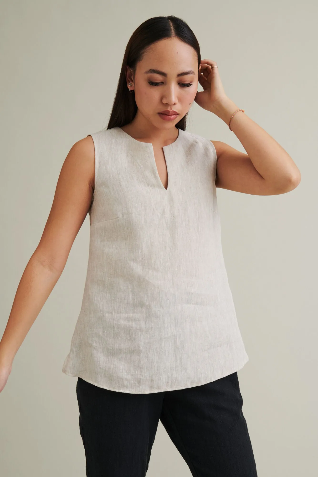 Rumar Linen Tank Top Beige