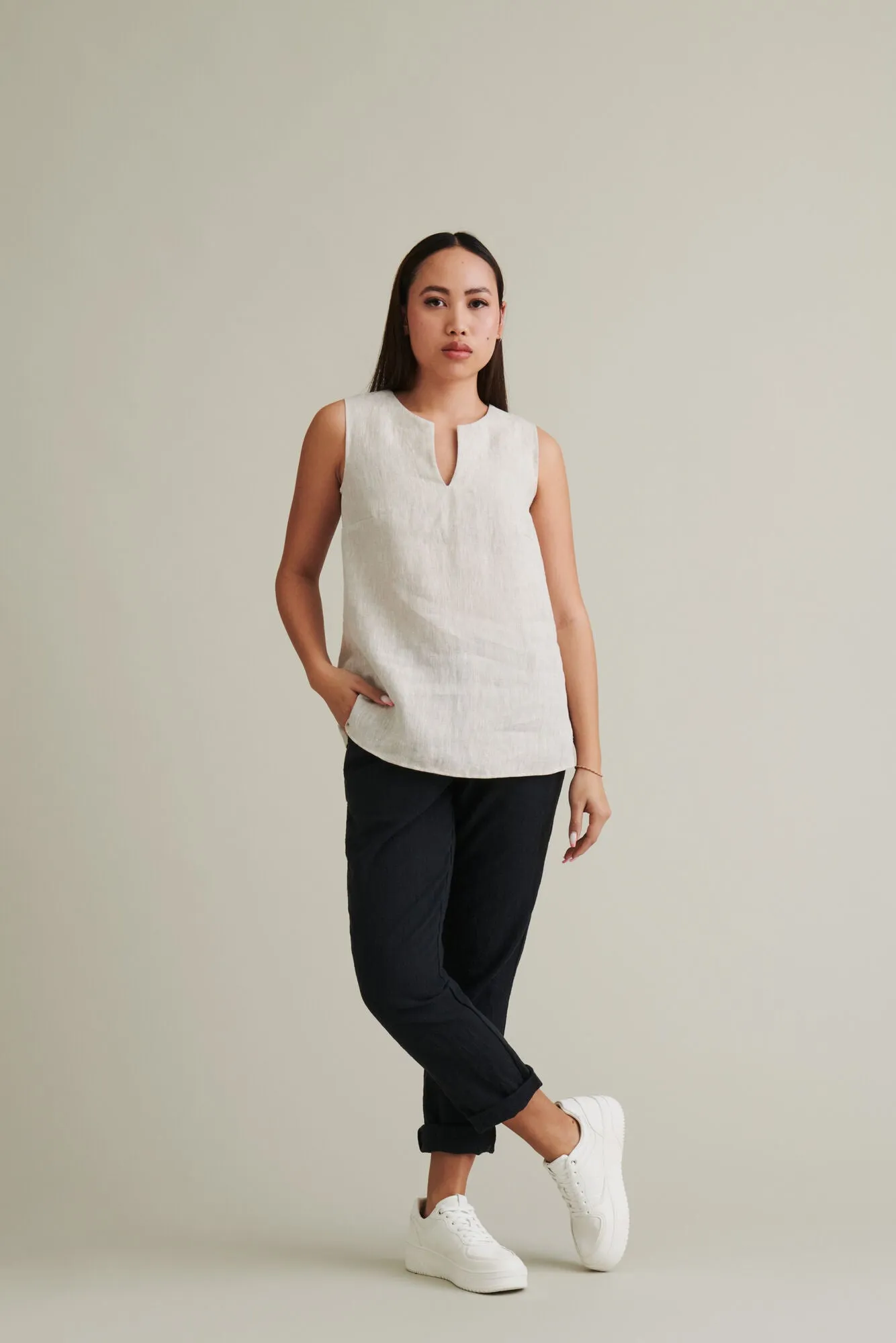 Rumar Linen Tank Top Beige