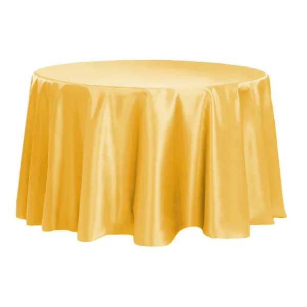 Satin 132" Round Tablecloth - Canary Yellow (Bright Yellow)