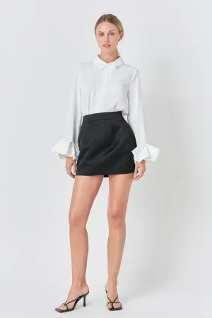 Satin Pintucked Mini Skirt