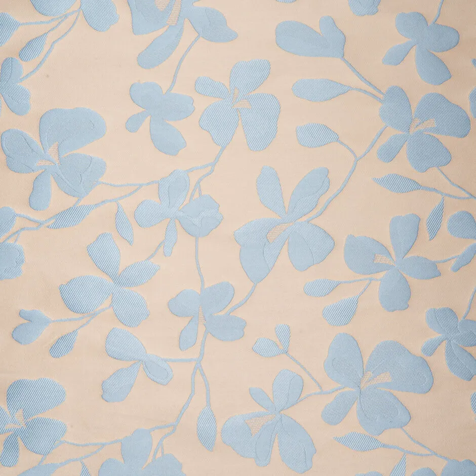 Sky Blue & Soft Beige Floral Mikado