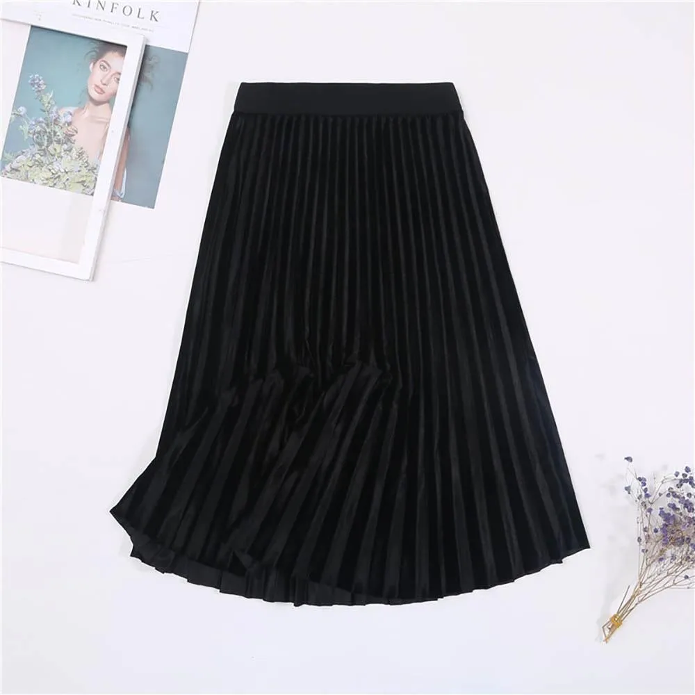 Sophisticated Long Velvet High Waist Skirt