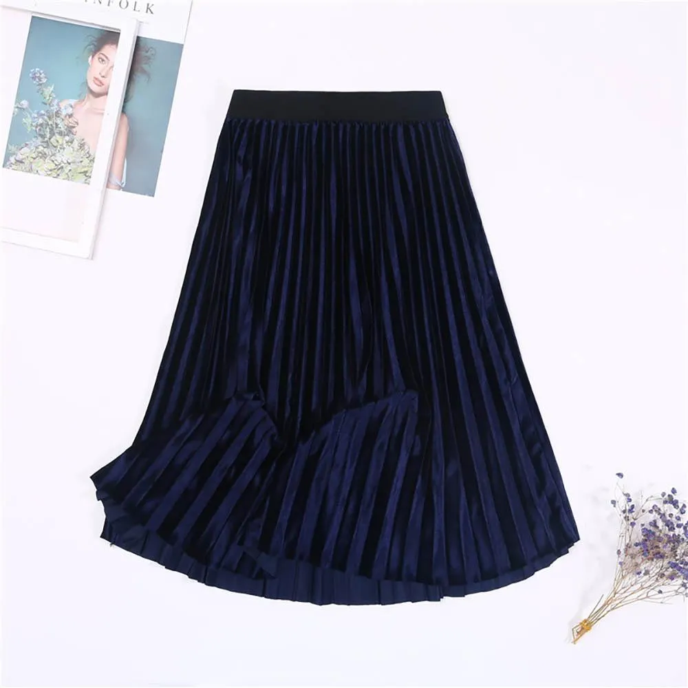 Sophisticated Long Velvet High Waist Skirt