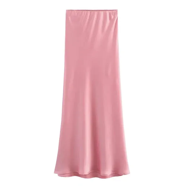 Spring 2024 Women Midi Skirts Fashion Temperament Casual Versatile High Waist Skirts Women Elastic Waist Skirts