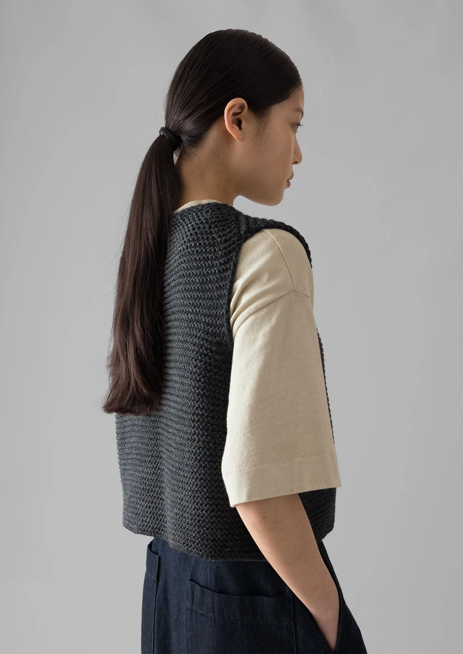 Textured Knit Gilet | Charcoal