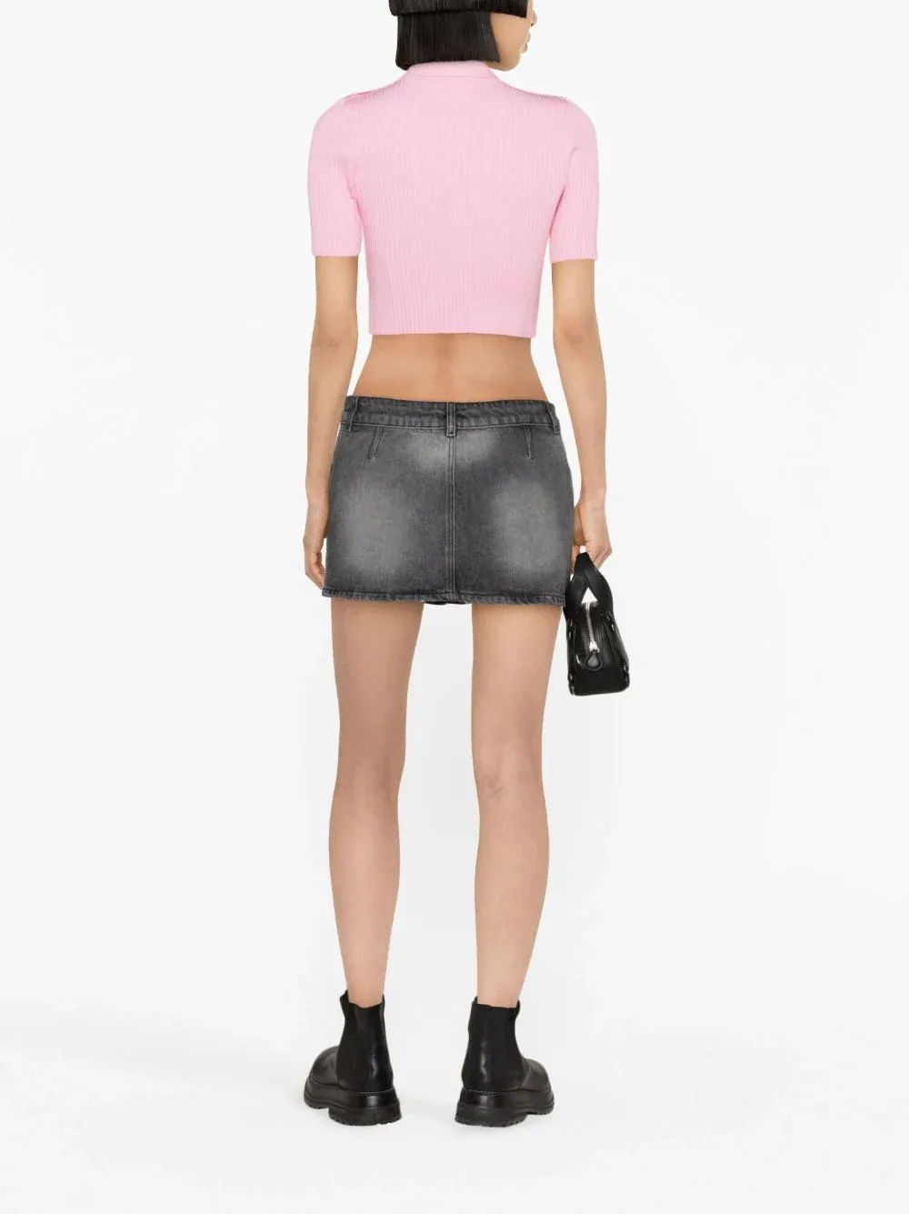 Trucker Black Denim Mini Skirt