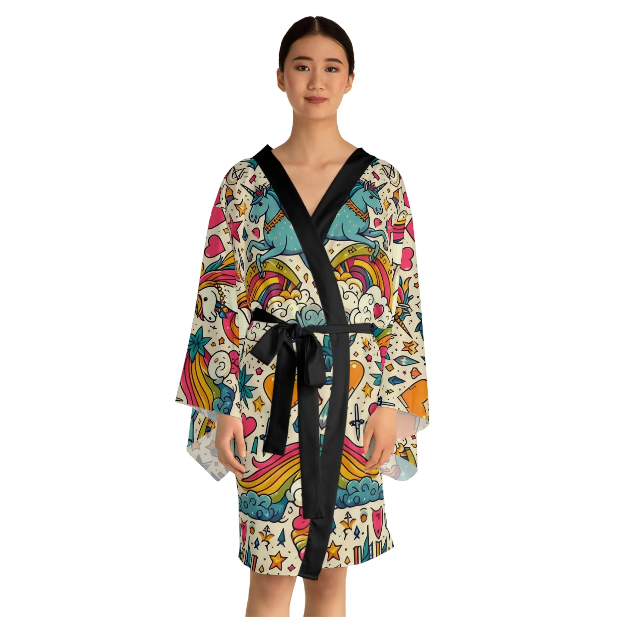 Unicorns and Rainbows - Long Sleeve Kimono Robe (AOP)