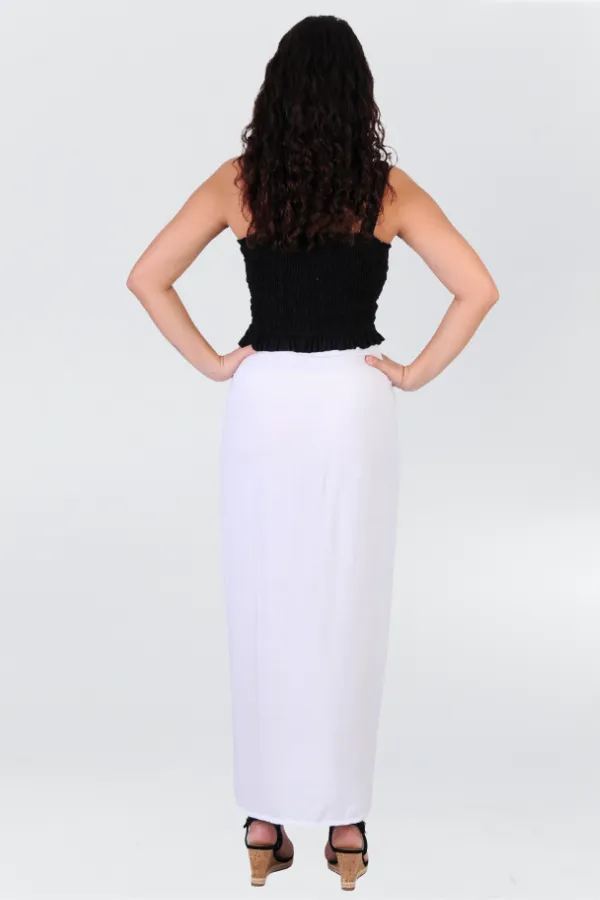 VBLK091 - LONG COCONUT SKIRT W/CLASP - WHITE