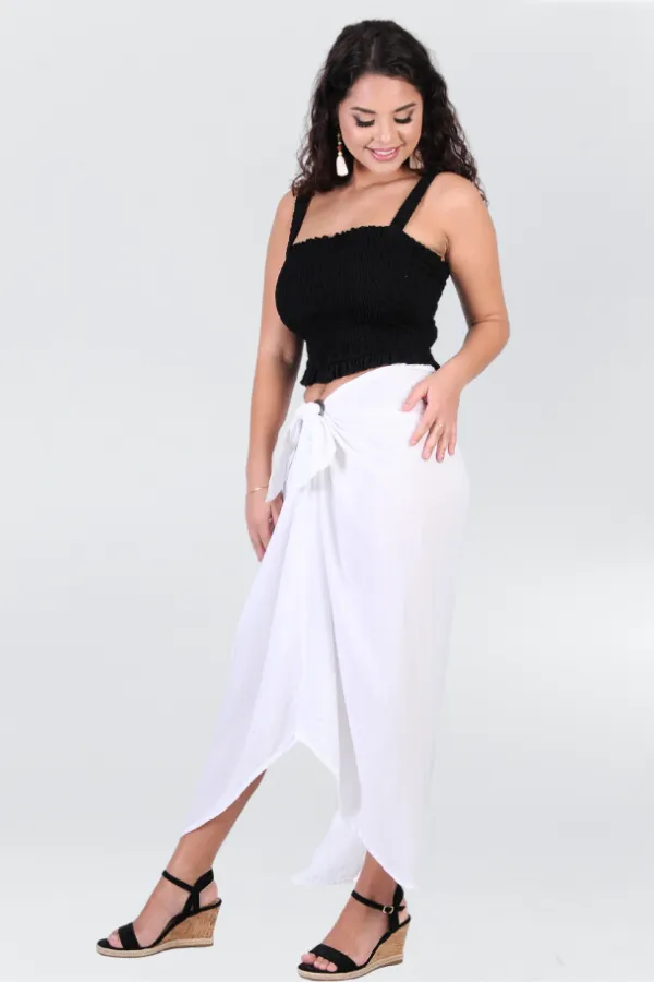 VBLK091 - LONG COCONUT SKIRT W/CLASP - WHITE