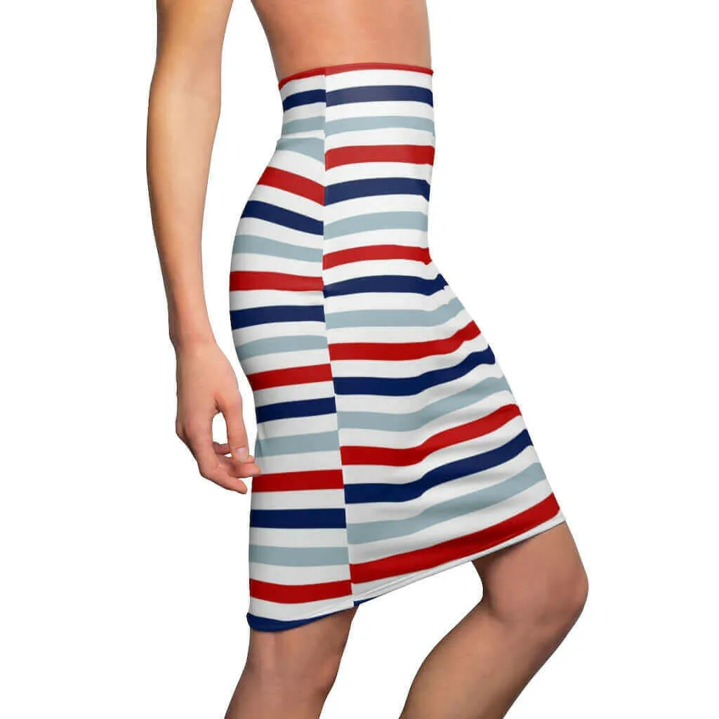 Womens Skirt, Red White and Blue Pencil Skirt, S93801