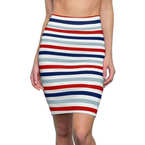 Womens Skirt, Red White and Blue Pencil Skirt, S93801