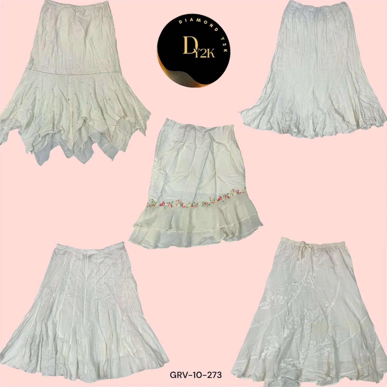 Y2K White Cotton Dream Skirt - Long & Flowy (GRV-10-273)