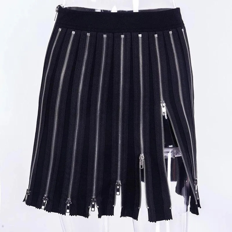 Zipper Happy High Waist Mini Skirt